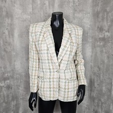 Vintage 80s Giorgio Sant Angelo M Linen Cotton Pastel Woven Houndstooth Blazer
