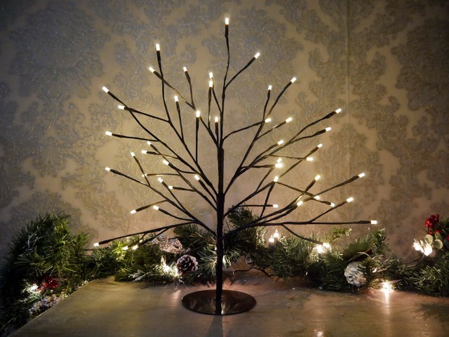 5ft Pre Lit Warm White Led Twig Glitter Christmas Tree Rustic Silver Xmas Decor For Sale Ebay