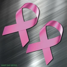 (2) PINK RIBBON Vinyl Decal Sticker For Car Laptop CANCER AWARENESS Auto Window