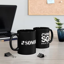 Sonor Drums Cymbals System Logo 11oz Coffee Tea Black Mug