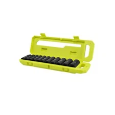 RYOBI Impact Socket Set 1 2in SAE Deep Well 11 Piece Drive Tool Case Heavy Duty