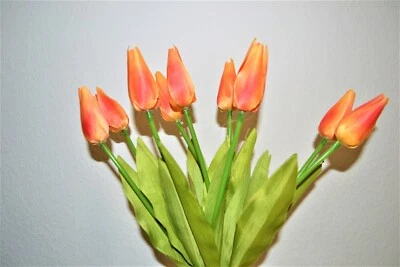 MARKENLOS 9 x Tulipanes Naranja 43 cm Flores Artificiales Decoración Planta Artificial Flores Artificiales