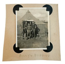 WW2 Era Photo U.S. Army GIs In Front Of Camp Tent