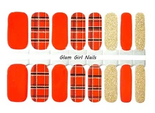 Christmas Plaid Nail polish strips / Nail Wraps / Nail Stickers