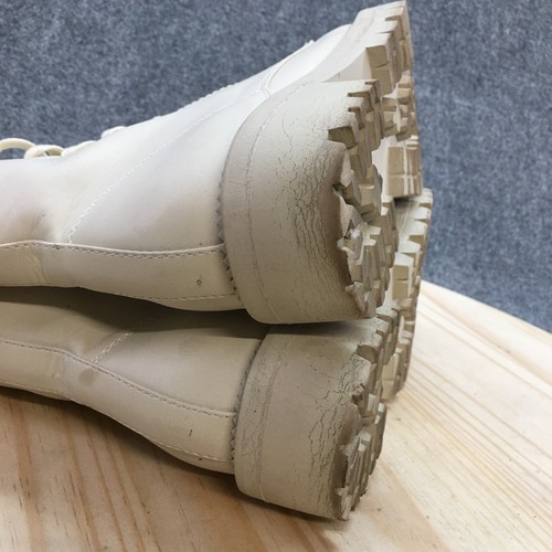 A New Day Combat Boots Womens 9 Saylor Cream Faux Leather Lace Up Round Toe - Picture 7 of 21