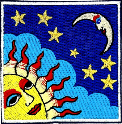 Sun, Moon, & Stars Music Embroidered Iron on Patch Applique