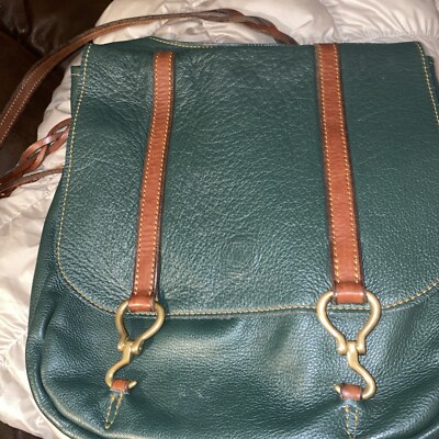 Green Hill Collection Leather Large Crossbody Devon Bag Green EUC Retails $269