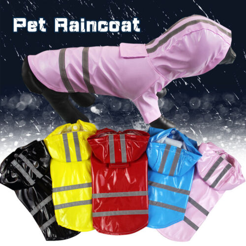 Pet Dog Waterproof Hooded Raincoat Rain Jacket Puppy Clothes Costume S-XL - Picture 1 of 16