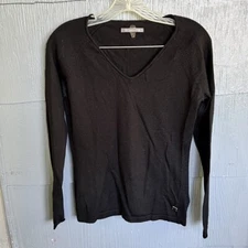 SmartWool Lightweight Sweater Top Women's Small Merino Wool Blend V Neck Black