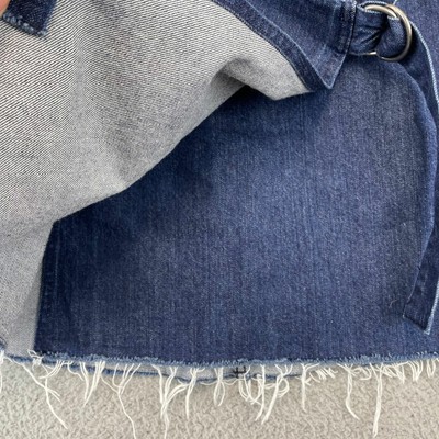 Madewell Womens Skirt Raw Hem Mini Wrap Ring Belt Denim Blue Size  display picture 1
