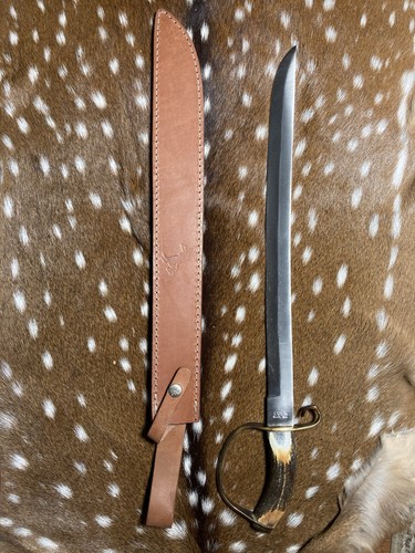 23" Long 18" Blade Colt Saber Sword & Leather Sheath.