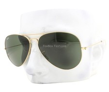 Ray-Ban Aviator Sunglasses RB 3025 001 Shiny Arista Gold Green Glass 62mm w/case