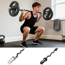 4ft Olympic EZ Curl Bar, Barbell Bar for 2"cm Weight Plates, 120cm