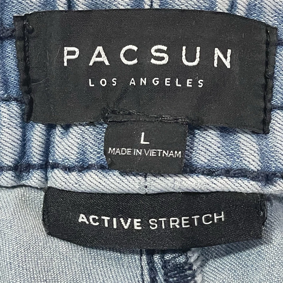 PacSun Active Stretch Jean Shorts Mens 34 Blue Denim Drawstring Waist - Image 4 of 4
