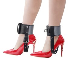 PU Leather Locking Belt Ankle Cuffs Fixed High Heel Shoe Straps