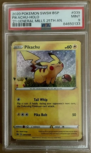 PSA 9 Pokemon 2020 Pikachu - (General Mills) SWSH039 25th Anniversary Stamp