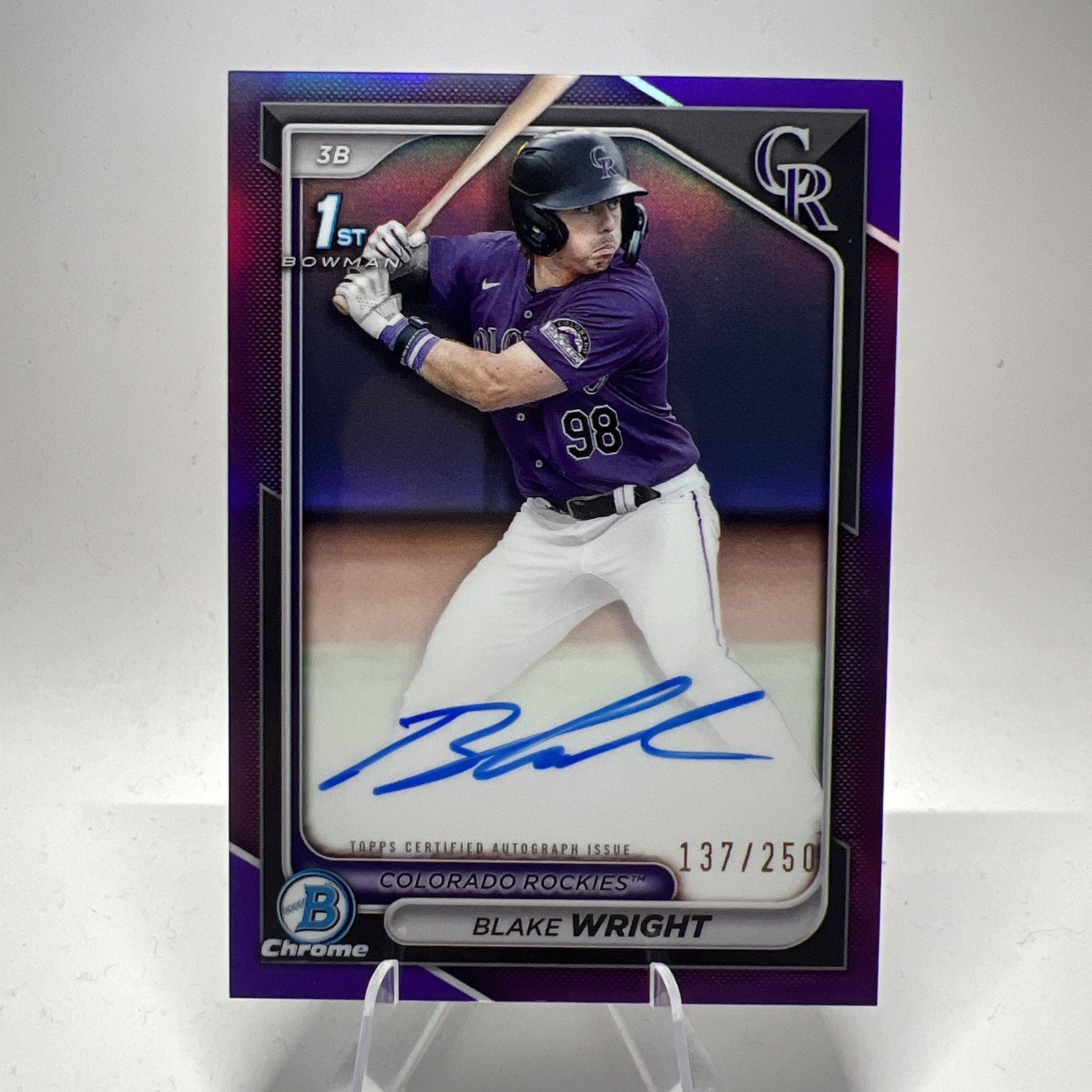 2024 Bowman Draft 1st Chrome Auto Blake Wright #CPA-BW Purple Refractor /250