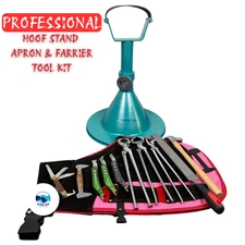 Professional Farrier Tool Kit with Hoof Stand – Complete Horse Hoof Care Set