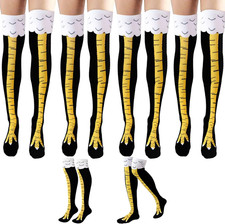 4 Pair Chicken Leg Socks25.6 Inch Chicken Feet over the Knee SocksCrazy Funny
