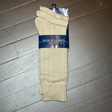 Oscar de la Renta Mens Dress Socks Beige Mercerized Pima Cotton 10–13 NWT