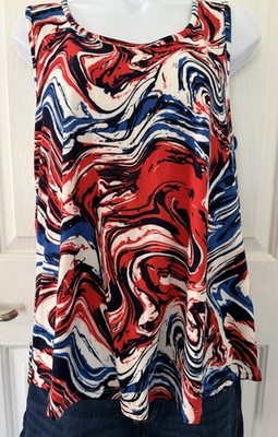 Red White & Blue Marble Tank Top Size XL One Step Up 4th of July Merica 