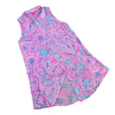 Lilly Pulitzer Dress Sz S Natalie Cover-Up Sleeveless Shirtdress Prosecco Pink