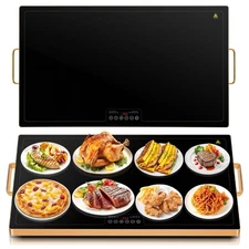 Electric Warming Tray 31" x 18", Glass Warming Trays for Buffets Party with 9...
