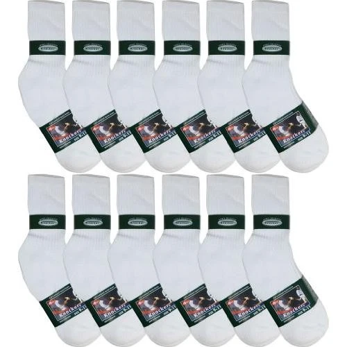 Knocker Men's Sports Crew Socks (Pack of 12 Pairs), White