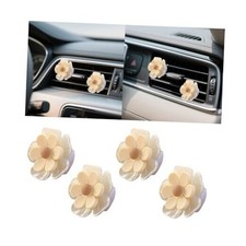 Flower Car Air Vent Clips, 4 PCS Cute Vehicle Air Conditioning Light Yellow