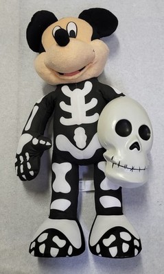 Disney Gemmy Mickey Mouse in Skeleton Costume with Mask Porch Greeter
