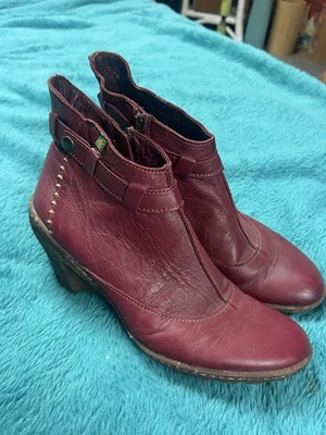 Leather El Naturalista Burgundy Ankle Boots Size 6 NEW - Image 1 of 4