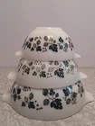 Vintage Pyrex Black White Cinderella Gooseberry Mixing Bowl Set of 3