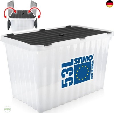 Stimo 53L Aufbewahrungsbox mit klappbarem Deckel große Box Kunststoffbox 