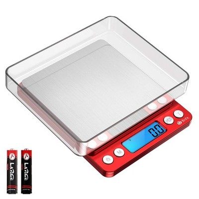 Criacr Digitale Taschenwaage, 3 kg Edelstahl Küchenwaage mit 2 Tabletts,