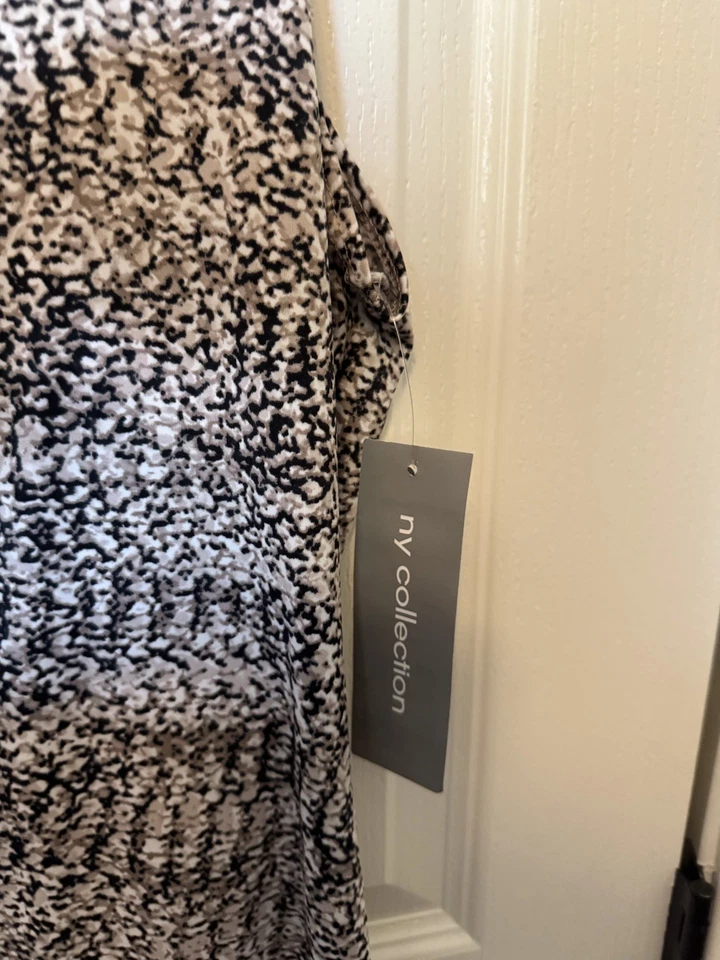 Blusa sin mangas NY Collection para mujer talla XL negra marrón blanca nueva con etiquetas Foto 3 de 4