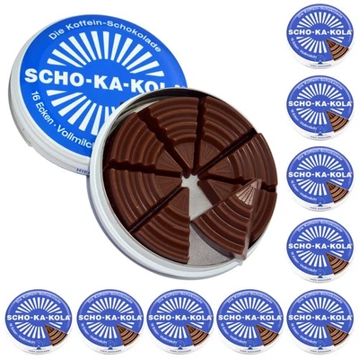 10x Scho-Ka-Kola Vollmilch 100 g je Dose Schokolade mit Koffein Schokakola