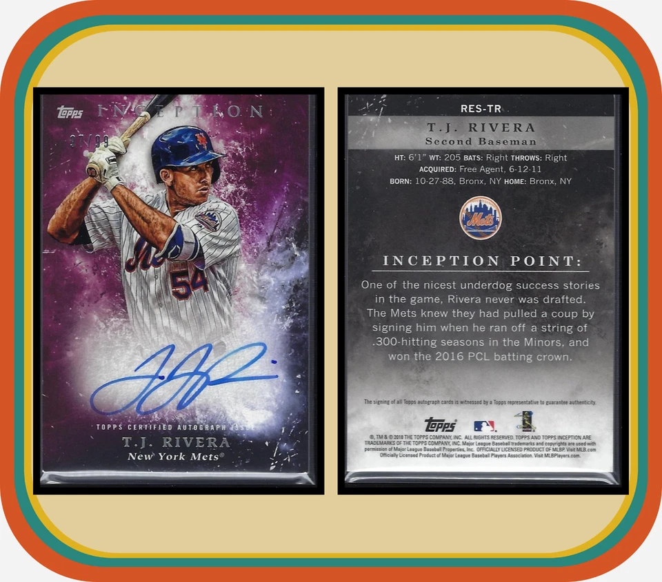 Lote de 3 unidades de los Mets de Nueva York — T.J. Rivera Topps Inception Auto + Ciclo Johan Santana T206/50 Foto 4 de 4