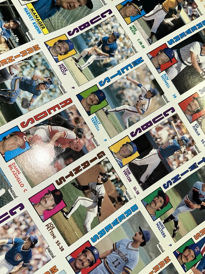 Hoja de béisbol 1984 Topps Nestlé sin cortar 132 tarjetas Smith Carew Murphy Brett Salón de la fama Foto 4 de 4