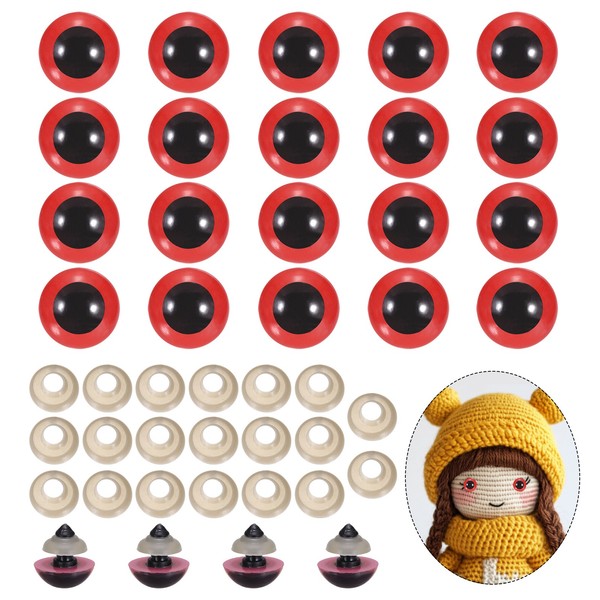 18Mm Sicherheitsaugen FüR Puppen, 20 StüCk Realistische HäKelaugen Rot-image