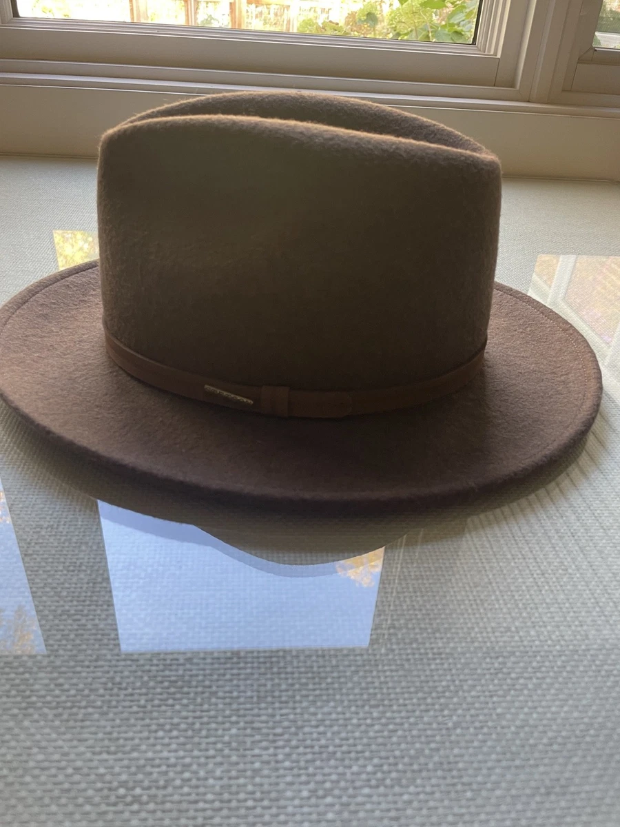 Sombrero Fedora Stetson Explorer aplastable de lana marrón repelente al agua para hombre XLarge