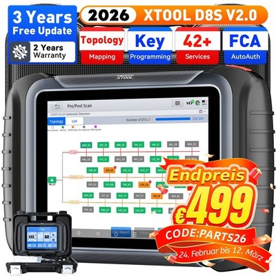 XTOOL D8S 2.0 KFZ OBD2 Diagnosegerät Profi Key Programmer ALLE SYSTEM ECU Coding