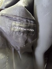 andrew fezza black blazer single-breasted two-button notch lapel men's size l