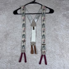 Trafalgar Mens Vintage Golf Silk Braces Suspenders Y-Back Button Cream Burgundy