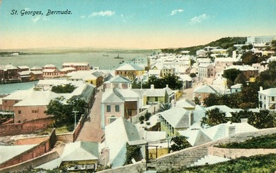 Bermuda, St Georges, Postcard Antique Aerial View c1909 Sea View Roof Tops  N