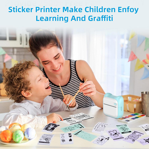 ✅ NEW Thermal Mini Printer Portable Inkless Sticker Maker w/ 11 Rolls Paper - Picture 7 of 7
