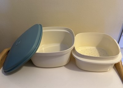 Tupperware Vintage Microwave Food Steamer 3-piece Blue