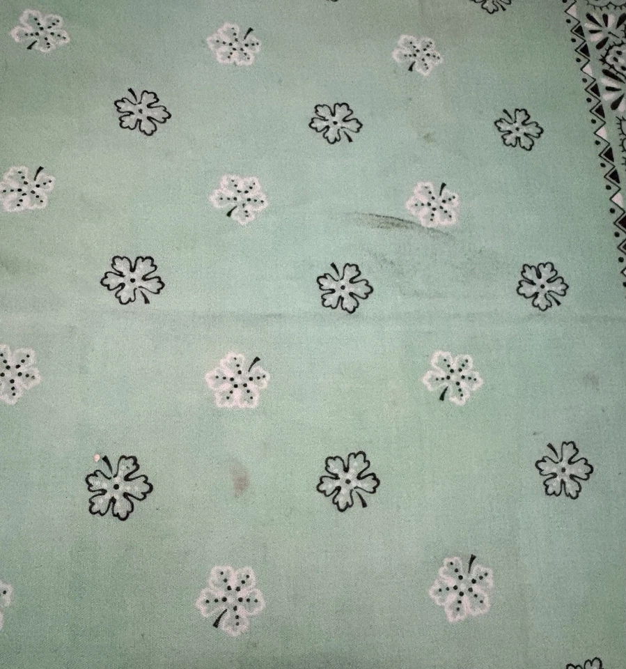 复古 Fast Color Bandana 14193 花卉镂空绿色美国制造 — 第 4/4 张图片