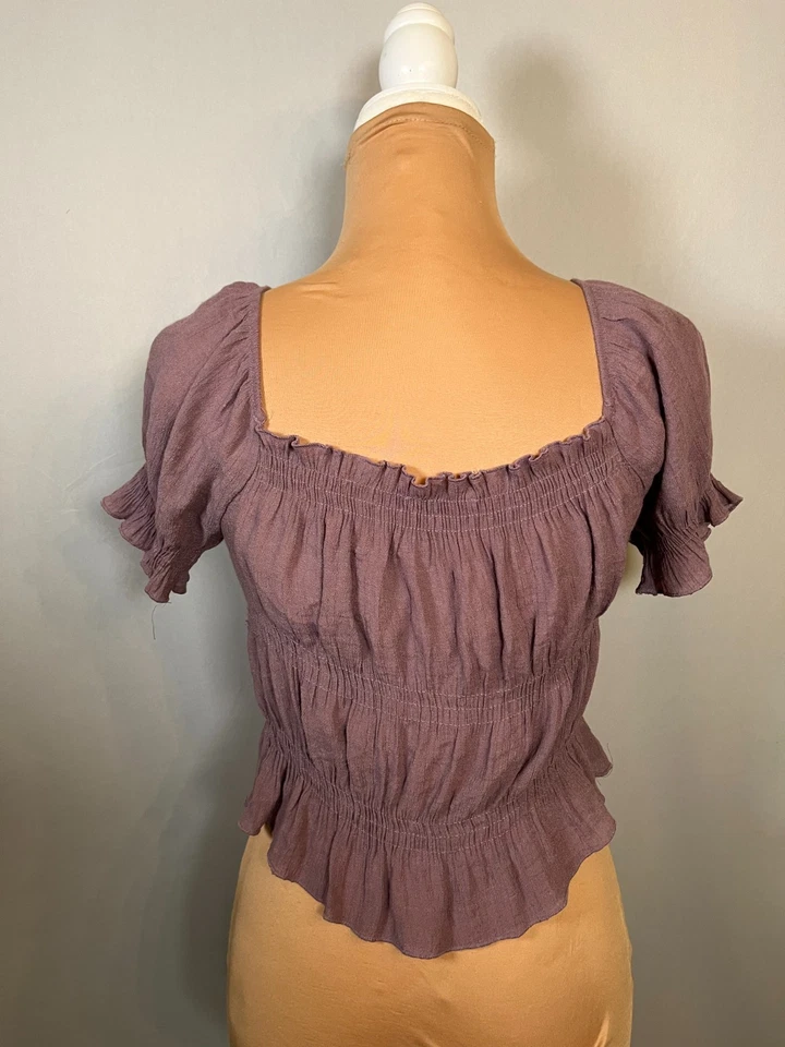 Camiseta corta Babydoll Timing manga lechera mediana malva púrpura bruja cottagecore Foto 4 de 4