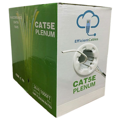 Cat5e Plenum 1000ft Solid UTP Ethernet Cable CMP Network Wire LAN White