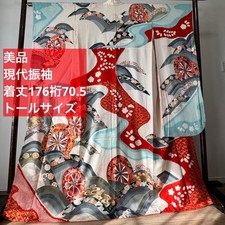 Good condition, modern furisode, coming-of-age ceremony kimono, 170 sleeves